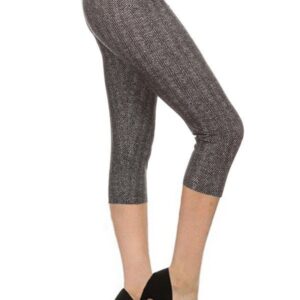 Chevron Print, High Waisted Capri Leggings