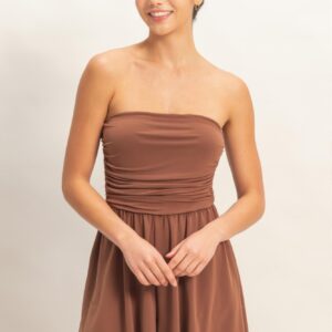 Strapless Shirred Waist Romper